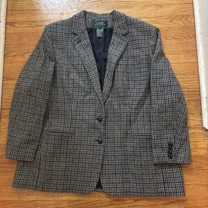 Vintage Lauren Ralph Lauren Women's 20W Tweed Plaid 100% Wool Houndstooth Blazer